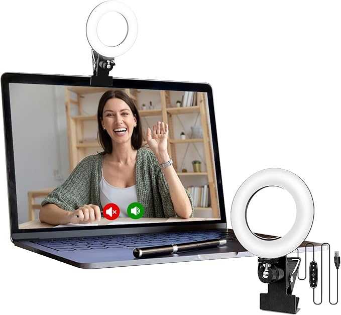Cyezcor Video Conference Lighting Kit， Clip on Light Reading Lights， Ring Light, 360 ° Flexible Gooseneck Bed Night Light ，Computer Laptop Video Conferencing