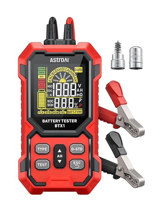 AstroAI Car Battery Tester, 12V/24V Digital Automotive Meter Diagnostic Tool,100-2000 CCA Load Capacity, for Preventive Maintenance Truck, RV, Marine Vehicle, and More