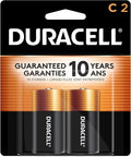 Duracell Coppertop C Batteries, 2 Count Pack, C Battery with Long-lasting Power, All-Purpose Alkaline C Battery for Household and Office Devices