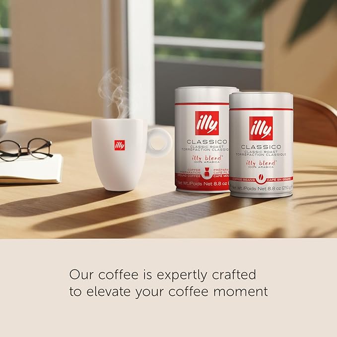 illy Whole Bean Coffee - Perfectly Roasted Whole Coffee Beans – India Dark Roast - with Notes of Black Pepper & Extra-Dark Chocolate – Full-Bodied - 100% Arabica Coffee - No Preservatives – 8.8 Ounce