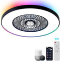 HUMHOLD 24" Bladeless Ceiling Fans with Lights and Remote/APP/Voice Control, Low Profile Ceiling Fan with RGB Lights, Enclosed Flush Mount Ceiling Fan for Kid's Bedroom/Living Room