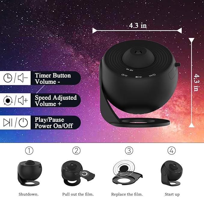 Planetarium Projector, Star Projector Galaxy Lights Gifts for Teen Boys, Teenage Girls, Galaxy Projector for Bedroom Night Light for Kids - Black