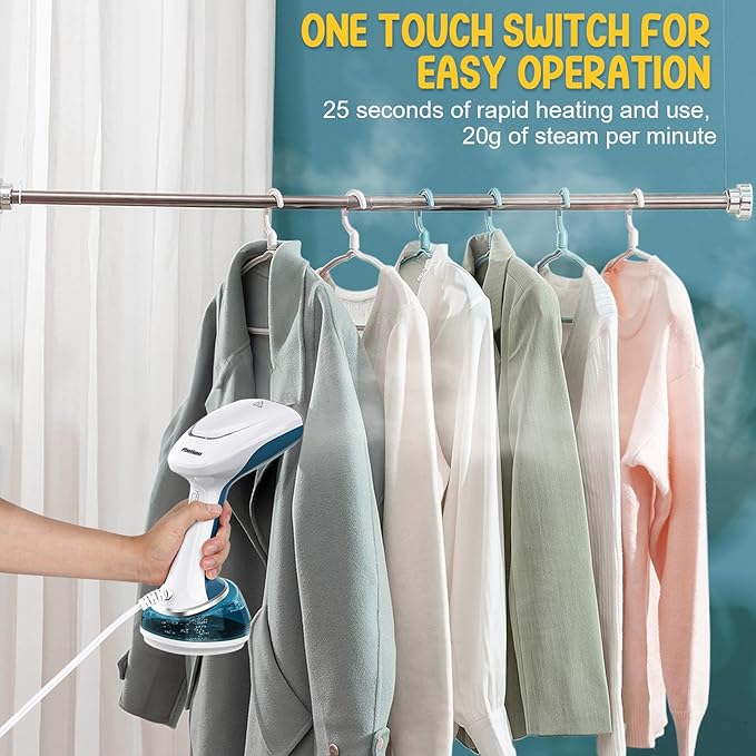 Rolipo Handheld Steamer for Clothes 1200W, Clothes Steamer with Large 360ml Water Tank, Fast Wrinkle Remover Portable Garment Steamer, Ideal for Home, Office, Travel, Blue