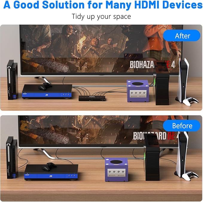 HDMI Switch 7 in 1 Out 4K@60Hz, 7 Port HDMI Switcher Selector Support HDR & HDCP 2.2 & Full 3D Compitable with Nintendo Switch,Xbox PS5/4,Fire Stick,Roku,Apple TV for Gaming & Home Entertainment