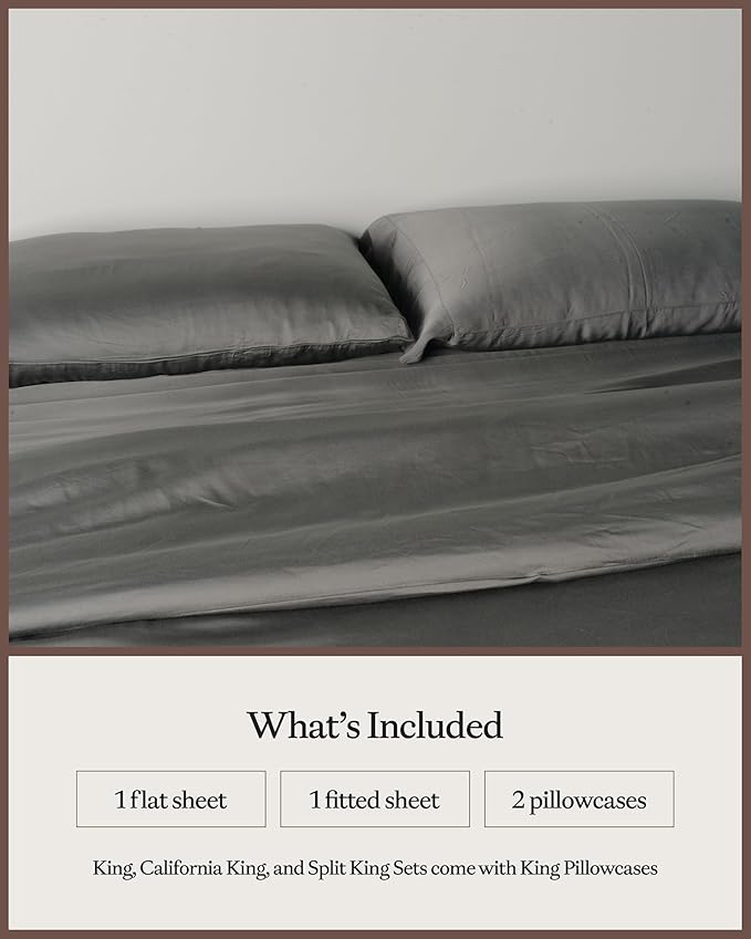 Cozy Earth Luxury Bed Sheet Set - 100% Viscose from Bamboo Fabric, Ultra-Soft & Breathable, Fits Regular & Deep Pocket Mattresses up to 20" - 4 Pieces Twin Sheet Set Charcoal Grey