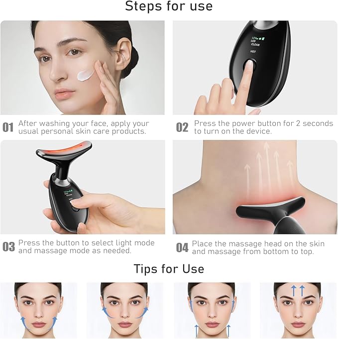 Cocobeen Face Neck Tool for Skin Care, Electric Neck Face Lifting Device for Wrinkle Removal (Black)
