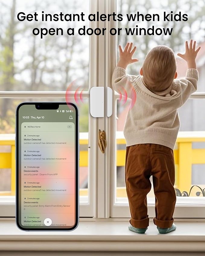Wireless Home Alarm System 9 PCS, 2.4G WiFi Alarm System with 7 in Touchscreen, Remotes, Door Sensors, Motion Detector for Home, Apartment Security, Compatible with Alexa & Google, No Monthly fees