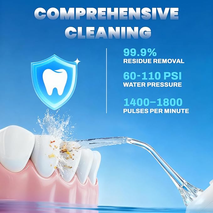 Now Bird Water Dental Flosser Teeth Pick: Portable Oral Irrigator, 3 Modes Cordless Water flosser,Battery Operated, IPX5 Waterproof Flossing Machine for Teeth Cleaning for Travel Home - White