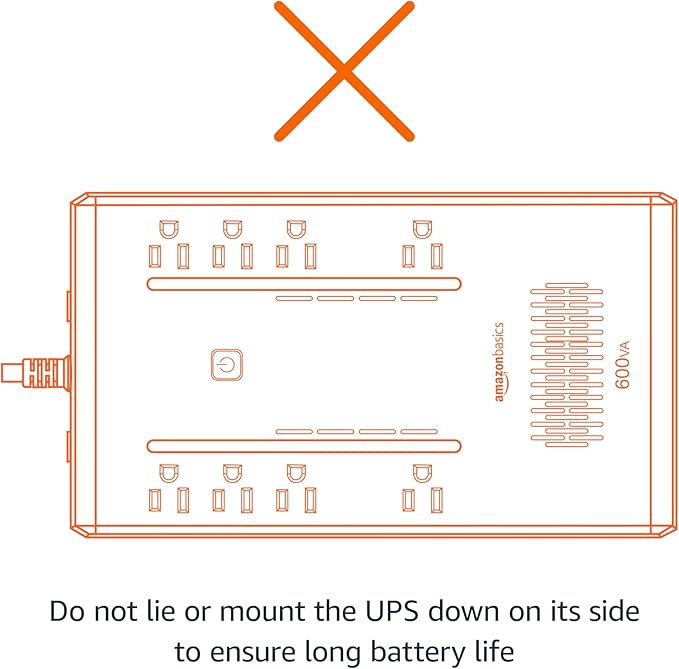 Amazon Basics UPS Battery Backup & Surge Protector 600VA/360W, 8 Outlets, Standby Uninterruptible Power Supply, for Power Outage Protection, Compact, Black