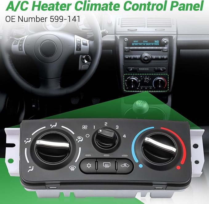 599-141 AC Climate Control Module Compatible with 2005-2010 Chevrolet Cobalt/2007-2010 Pontiac G5 A/C Heater Control Panel Switch, 599141 Air Conditioning Temperature Control Head Unit