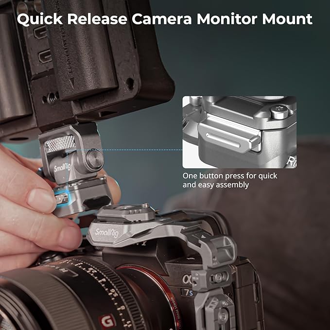 SMALLRIG Quick Release Camera Monitor Mount with Integrated NATO Rail, Field Monitor Mount, Swivel 360° and Tilt 160° Adjustable, Camera NATO Monitor Holder, Max Payload 2.5kg, HawkLock H21-4487