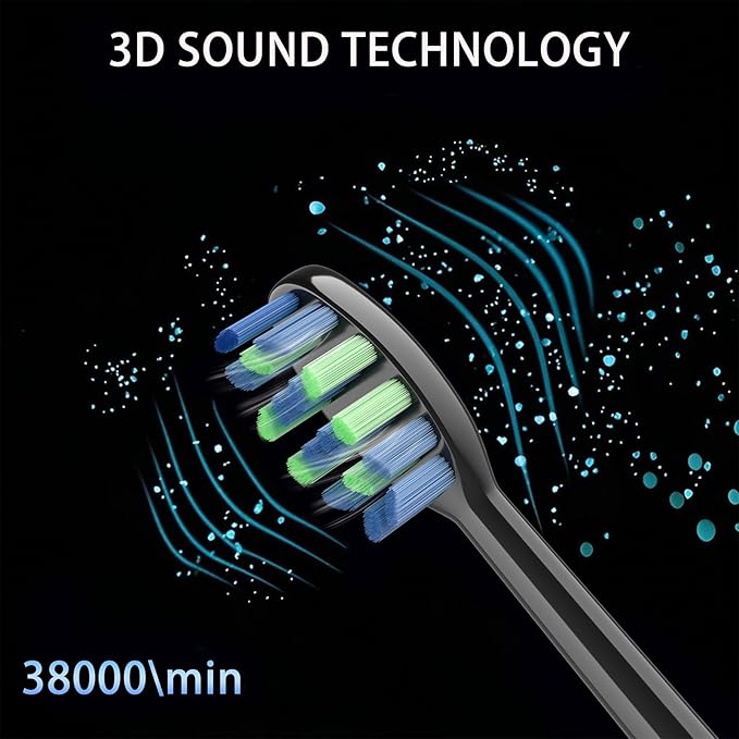 ZUAMEGU Sonic Electric Toothbrush for Adults - Deep Cleaning Teeth Whitening6 Replacement Brush Heads100-Day Battery5 Modes w/SensitiveIPX7 Waterproof (Color Options)