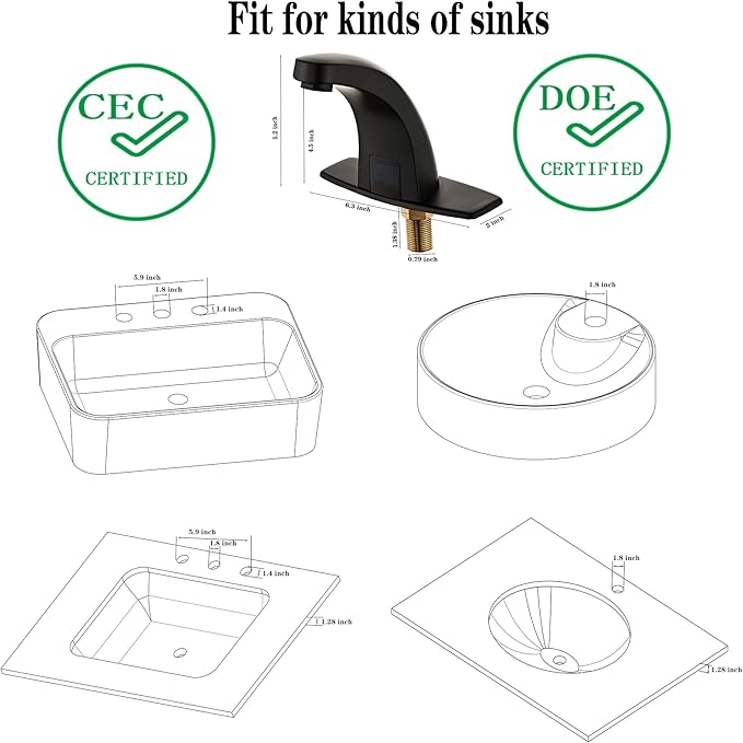 Budget-Friendly Halo Sanitary Touchless Faucet, Matte Black for Home/Commercial