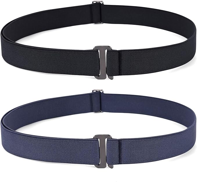 JASGOOD Women No Show Stretch Belt Elastic Web Strap Belt with Flat Buckle for Jeans Pants Dresses