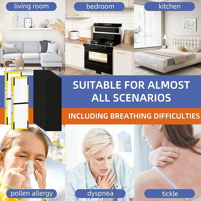 Pulluty FLT4825 HEPA Filter B Replacement Compatible with G-Guardian Air Purifiers AC4825 AC4825E AC4825W AC4300 AC4800 AC4900 AC4850,2 H13 True HEPA Filters+8 Carbon Pre-Filters
