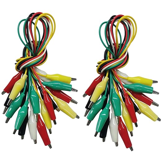 Alligator Clips Electrical, 20PCS Preminum Test Leads with Crocodile Clips, 5 Colors Jumper Wires Kit with Testing Probes for Electrical Testing with Dual Ended Insulators for Circuit Connection