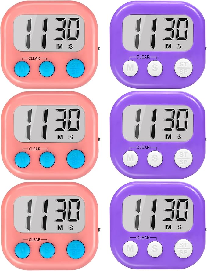 Classroom Timers for Teachers Kids Large Magnetic Digital Timer Teacher Supplies 6 Pack-Pink Purple