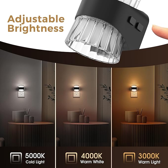 L LOHAS LED Night Light, Modern Night Lights Plug into Wall, 3000K/4000k/5000K Adjustable Color Temperature Night Light,Dimmable Nightlights with Dusk to Dawn Sensor for Rooms Bathroom Hallway