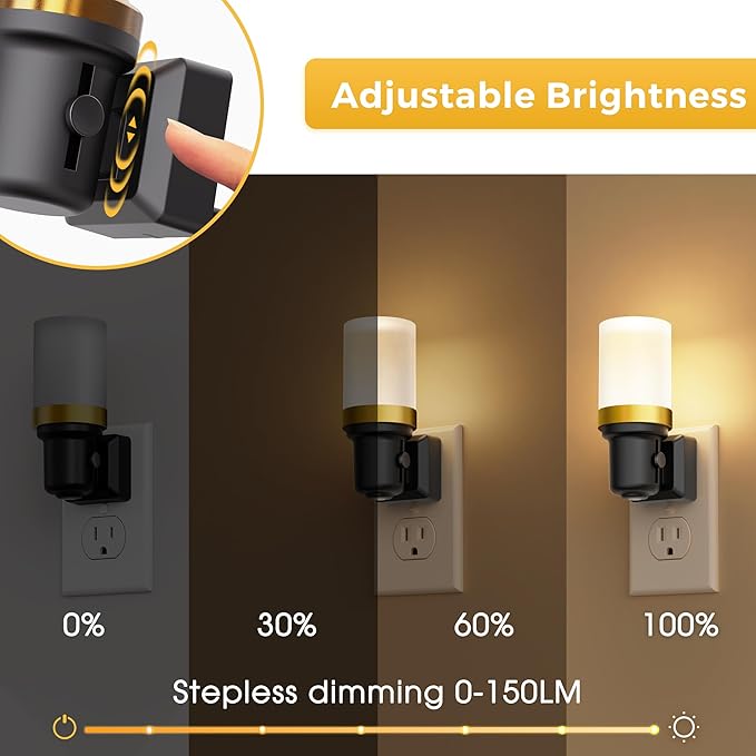 L LOHAS LED Night Light, 2 Pack Night Lights Plug into Wall, Dimmable Nightlight with Auto Light Sensor, 3000K Warm White 0-100LM, Plug in Night Light for Hallway Bedroom Bathroom