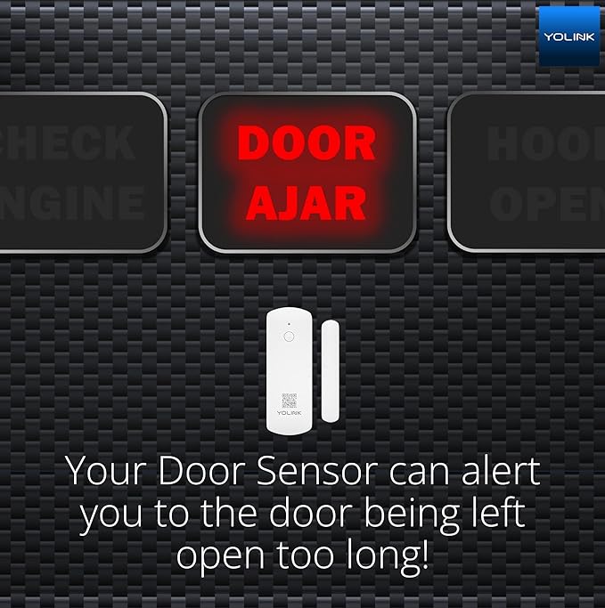 YoLink LoRa Smart Door Sensor Starter Kit: - 1/4 Mile Open-Air Range, Door Left-Open Reminders,5 Years Battery Life, SMS/Text, Email & App Alerts, Alexa, IFTTT, Home Assistant