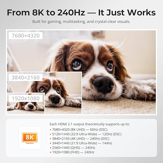 TESmart 8K@60Hz HDMI KVM Switch 2 Computers 1 Monitor, USB 3.0 HDMI KVM Switch 2 Ports 4K@144Hz, Support EDID, Gigabit Network, Hotkey Switch, Audio & Mic with All Input Cables