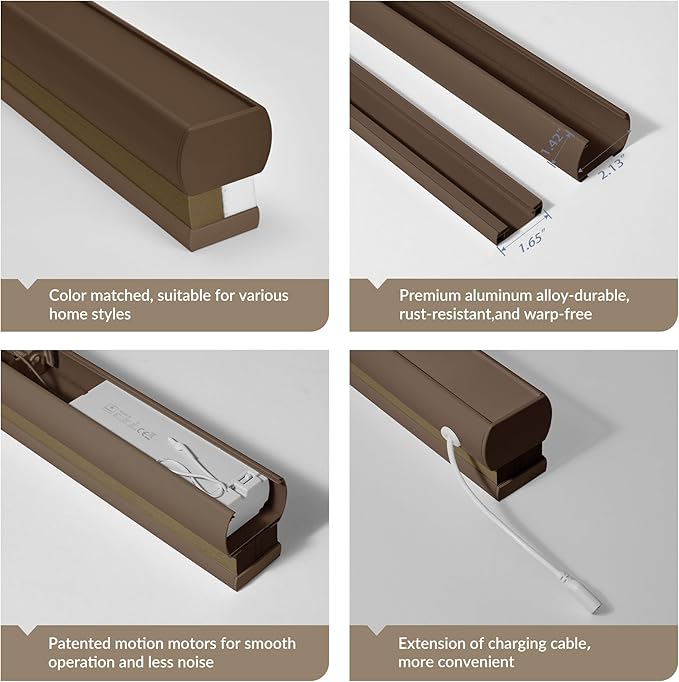Boolegon Motorized Blinds with Remote, Light Filtering Smart Blinds, Automatic Cellular Shades for Windows, Rechargeable Electric Honeycomb Shades for Home,Light Filtering Dark Brown,Custom Size