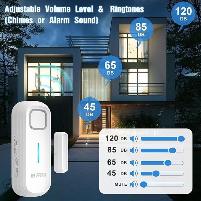 Daytech Freezer Door Alarm with Adjustable 0 to 120dB Volume, 4 Sets White