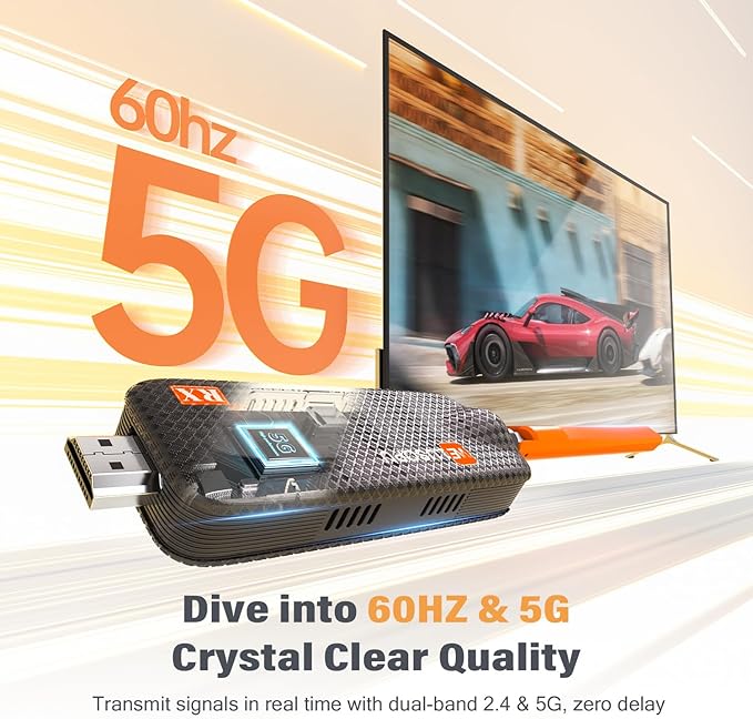Wireless HDMI Transmitter and 2 Receivers, Support Up to 6 Receivers, 5.8G WELUSOPU HDMI Wireless Extender Casting Content for PC Laptop Camera Cable Box to Multiple TVs Monitors Projectors -165FT