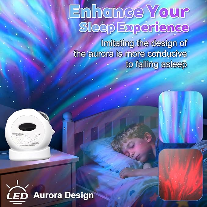 Aurora Starlight Sky Projector Night Light Features Bluetooth Music Playback & 5 Galaxy Projection Modes — Bedroom Nebula Ceiling LED Light Children Room Decor Holiday and Birthday Gift,Timer & APP