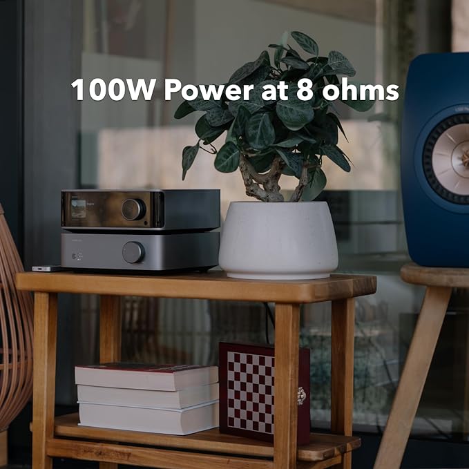 WiiM Vibelink Amp | 100W Power Amplifier with Premium ESS 9039Q2M DAC and TI TPA3255 | Compatible with WiiM Mini, Pro, Pro Plus, and Ultra | RCA, Coax, and Optical Inputs | Silver