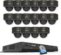PANOOB 16 Channel Security Camera System 4K PoE, 16x 8MP IK10 Vandal Proof Dome Camera w/Smart Human Vehicle Detection, Wired IP Camera Outdoor Built-in Mic, 4K 8MP 16CH NVR 4TB HDD, PD54B1616-8M