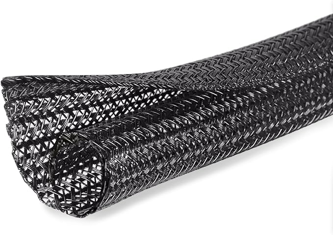 Moxita 10ft x 1 inch Cable Sleeve Split Wire Loom Tubing for Power, Audio, USB, Cord Management for TV, Computer, Protects from Pets Chewing, Black