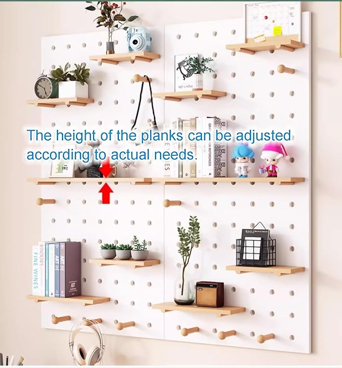 Wooden Wall Organizer Kit - Versatile Oak Display Panel for Bedroom, Office, Study, Bathroom - Wall-Mounted Storage Solution (40x60CM)
