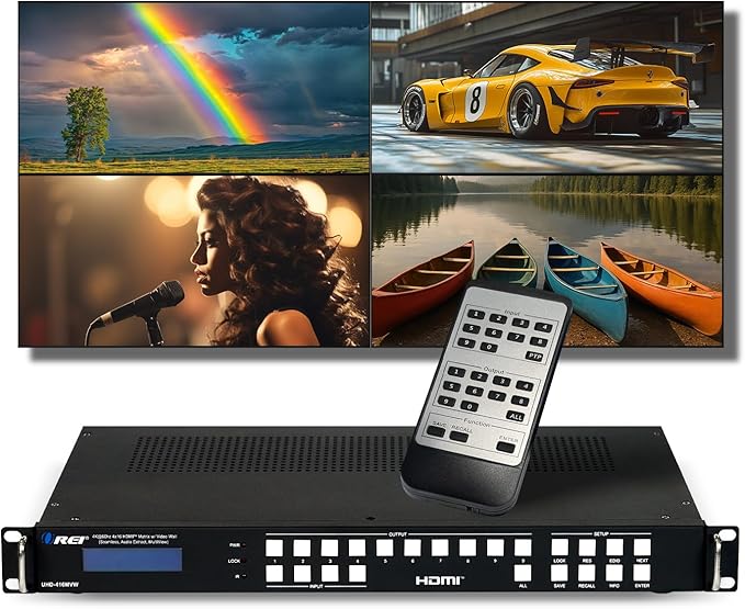 OREI 4K 4x16 HDMI Matrix Video Wall Controller Processor Multiviewer Display Upto 4K 60hz 4x4, 2x1, 1x2, 1x3, 1x4 Supports 180 Degree Rotate Audio Extraction (UHD-416MVW)