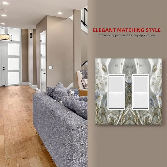 Bvtewkhz Boho Floral Wild Flower 2 Gang Double Rocker Decorative Light Switch Covers Electrical Faceplate Switch Plates for Bathroom Kitchen Home