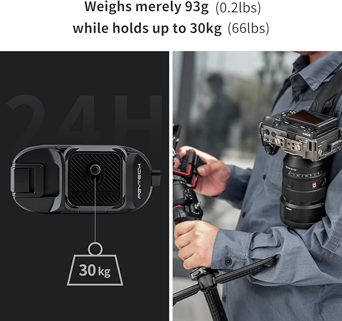 PGYTECH Beetle Camera Clip with Plate Quick Release System for Sony, Nikon, Fuji, DSLR Action Camera Backpack Cameras Strap Mount (for Camera)