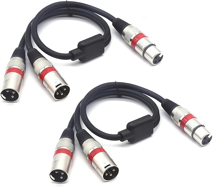 SiYear XLR Splitter Cable - XLR Female to Dual Male 3 Pin Patch Y Cable Balanced Microphone Splitter Cord Audio Adapter (50CM-2PACK)