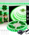 Aalnfe Green Led Lights Strip ST. Patrick's Day Decorations Indoor Rope Lights Easy DIY Cuttable Strip Lights for Room Bathroom Living Room Kitchen Ceiling Wall Vanity Mirror Decor