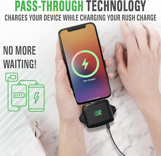 Rush Charge Universal Comet Portable Power Bank 3200mah, 2.1A High-Speed Fast Charging - Apple Lightning, Type C, Micro-USB Charges 3 Devices at a Time Pre-Charged Compatible with iPhone 17 16 15 14