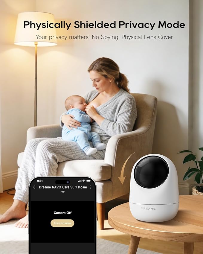 DREAME Pet Dog Camera, 1080P 3MP Indoor Security Camera Motion Detection, 5G/2.4G Dual-Band Wi-Fi, Physical Privacy Mode, Night Vision, 2-Way Audio, Cloud & SD Card Storage, Works with Alexa & Google