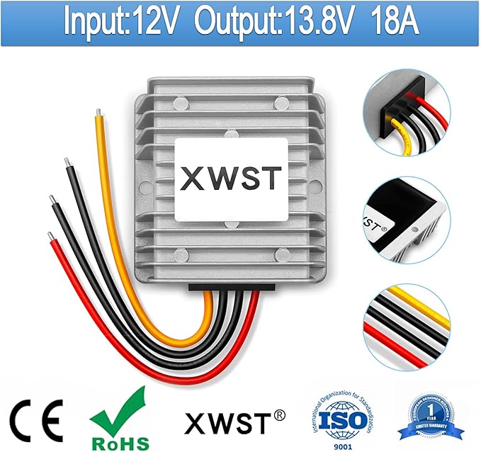 DC DC 12V to 13.8V 18A Step-up Module,Boost Converter 9V-13V to 13.8V Voltage Regulator,Waterproof Power Adapt 248W 13.8V Volt Transformer Module (12V to 13.8V 18A)