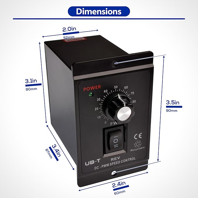 matell DC 12-60V 20A PWM Brush Motor Speeds Controller,Motor Forward&Reverse Change(M6020 Model)