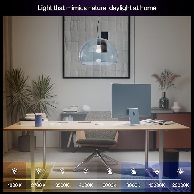 Philips Hue Smart LED A19 Bulb 1-Pack, White & Color Ambiance, E26 Base, 7.2W, Full Spectrum Light 1000K-20000K, 810 Lumens, Dimmable, Works with Alexa, Google, & Apple Home