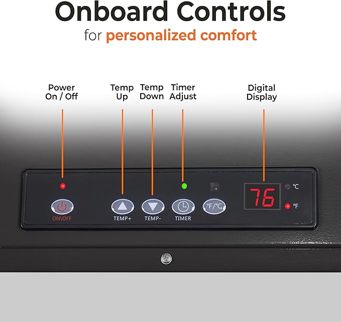 Comfort Zone 10,000W Hard-Wired Garage Heater – Industrial & Commercial Ceiling Mount, 240V Fan-Forced Heater with Remote, Digital Thermostat, Timer, 2 Heat Settings, Overheat Protection, Black