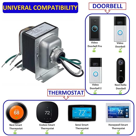 BOJACK Doorbell Transformer 16V 30VA AC Power Supply Thermostat 16 Volt 30VA Power Adapter Compatible with Ring Video Doorbell Hardwired Door Chime Transformer