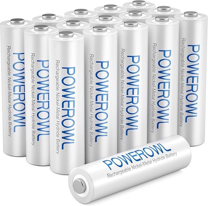 POWEROWL AAA Rechargeable Batteries High Capacity, Low Self Discharge HR03 Battery 1000mAh 1.2V NiMH, 16 Pack