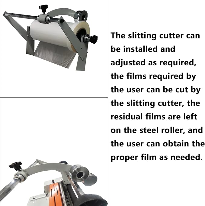 WYDDDARY 14.17"/360MM Electric Steel Roller Thermal Laminator with Slitting Cutter Hot Cold Roll Laminator Adjustable Temp 60-130℃ Electric Laminating Machine for Single/Double Sided Laminating 110V