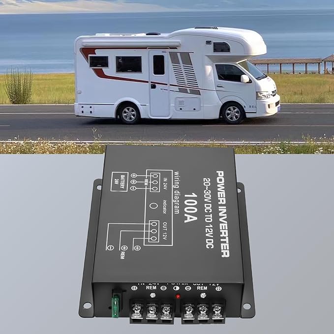 XMSJSIY DC 24V to 12V Step-Down Voltage Converter 100A 1200W DC 20-30V to 12V Buck Module Adapter Regulator Reducer Car Power Supply Volt Converter for Car Truck Vehicle - 1 Pcs