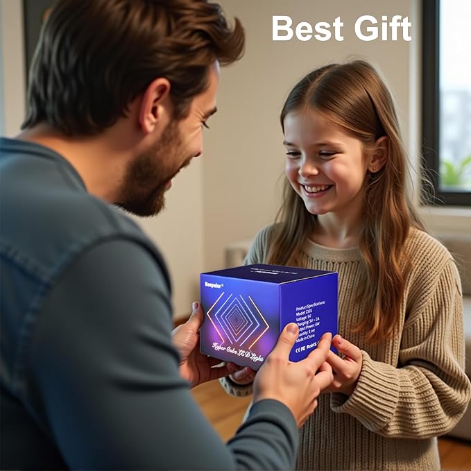 Heepulor Infinity Hyper Cube LED Table Lamp, Color-Changing Music-Sync APP-Controlled Ambient Light for Gaming, Party, Home (6 Inchs)