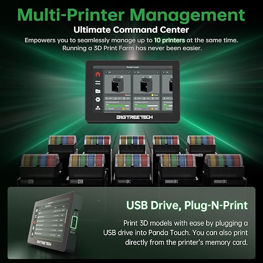 BIGTREETECH Panda Touch for Bambu-Lab P1S, P1P, X1C, X1E, A1, A1 Mini 3D Printers, Support Multi Printers and AMS Management Upgrade Wireless Touch Screen